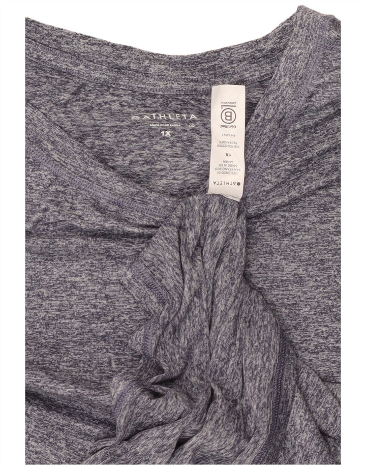 ATHLETA Canottiera corta da donna UK 18 XL Poliestere screziato blu navy