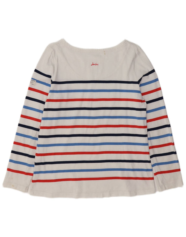 JOULES Womens Top Long Sleeve UK 14 Large White Striped Cotton