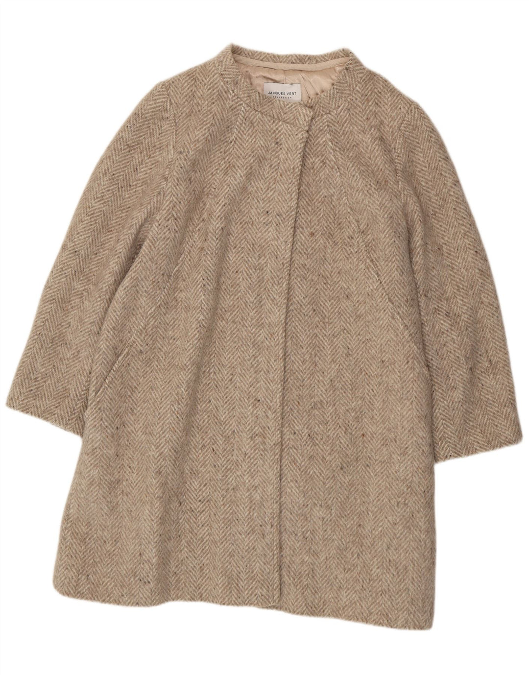 Soprabito da donna JACQUES VERT UK 20 XL Lana a spina di pesce grigia