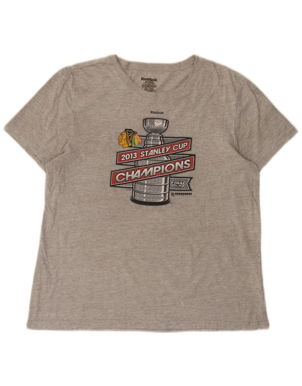 T-shirt grafica Reebok da donna Chicago Blackhawks UK 14 grande grigia