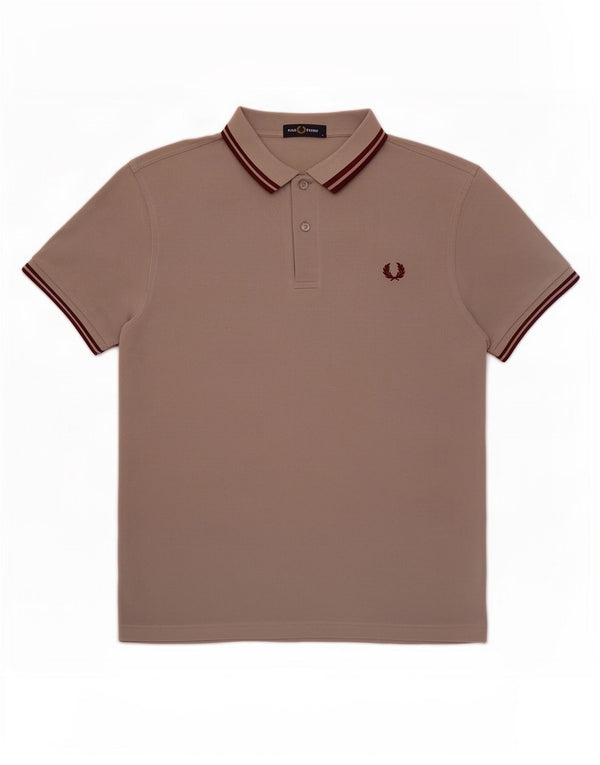 Polo da uomo Fred Perry grande in cotone a righe grigie