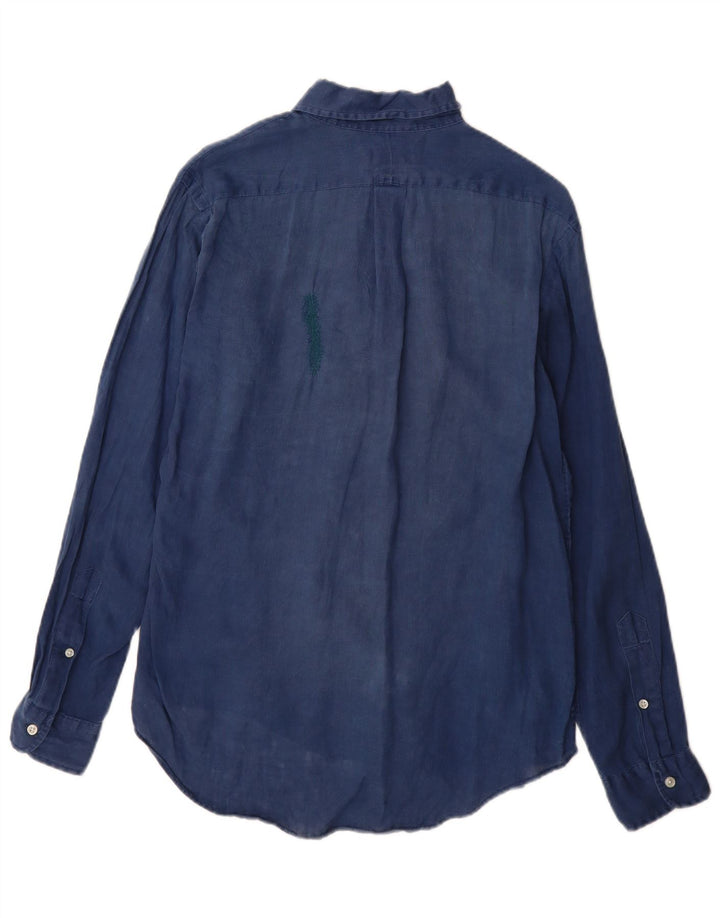 Camicia da uomo Ralph Lauren piccola in lino blu navy