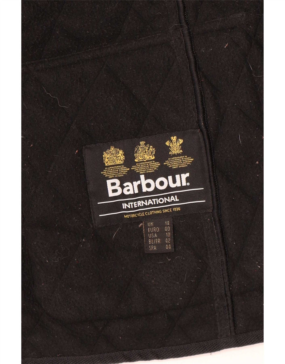 Giacca trapuntata da donna Barbour UK 14 grande poliestere nero