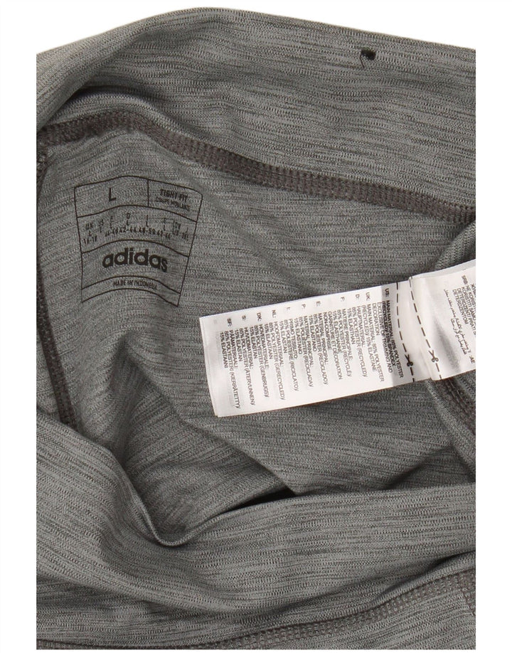 Leggings Adidas Donna UK 16/18 Large Grigio Poliestere