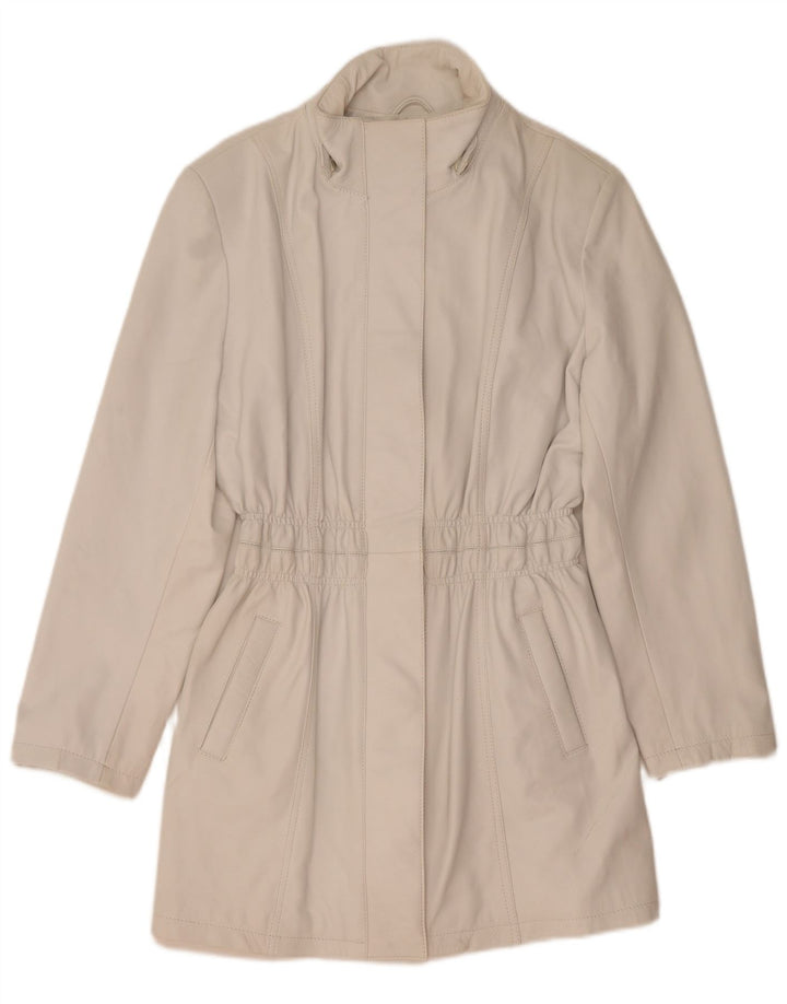 Giacca in pelle vintage da donna IT 50 XL bianca