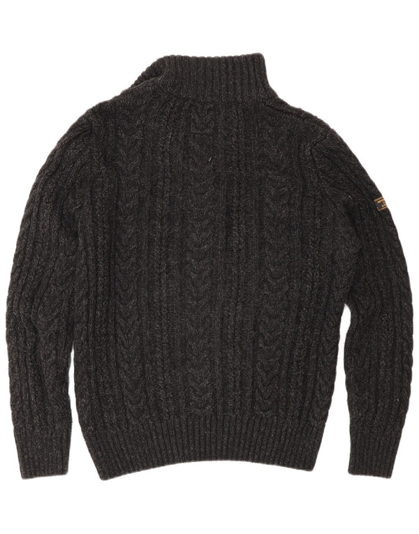 Maglione da uomo con zip e collo Superdry in acrilico grigio medio
