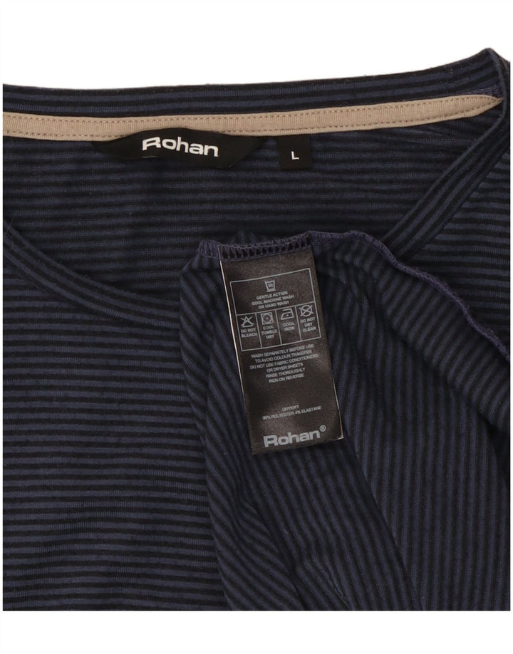T-shirt da uomo Rohan Top grande in poliestere a righe blu navy