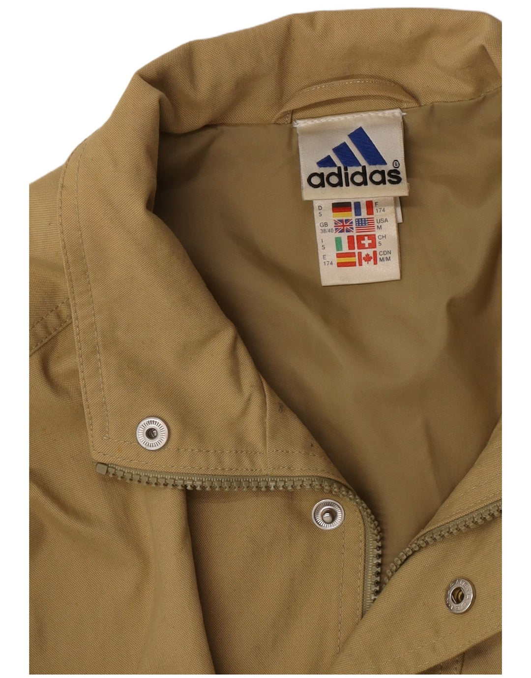 Giacca bomber da uomo vestibilità ampia Adidas UK 38/40 cotone beige medio