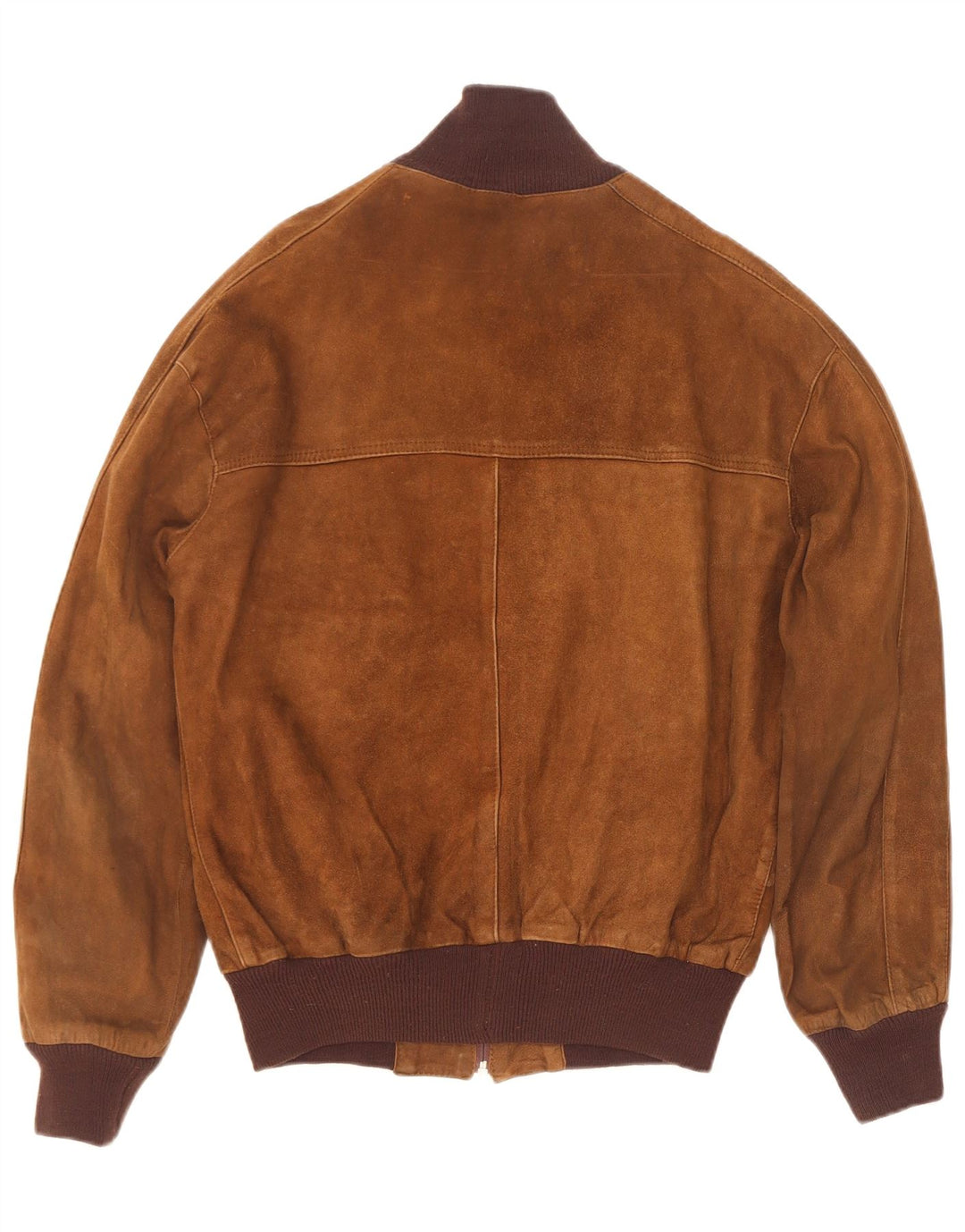 Giubbotto bomber vintage in pelle scamosciata da uomo IT 50 grande marrone