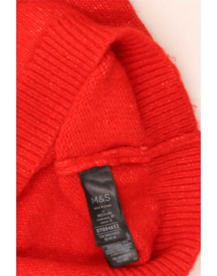 Maglione maglione girocollo da donna Marks & Spencer UK 14 medio rosso maculato