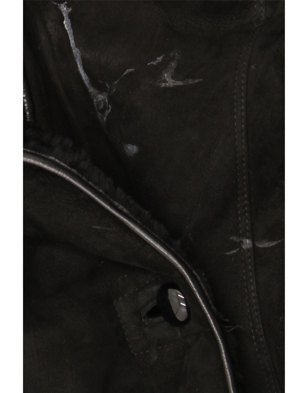 Cappotto vintage in shearling da donna UK 18 XL Nero