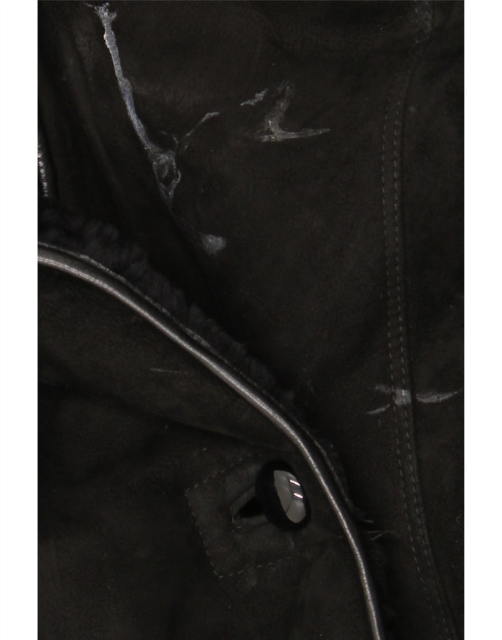 Cappotto vintage in shearling da donna UK 18 XL Nero