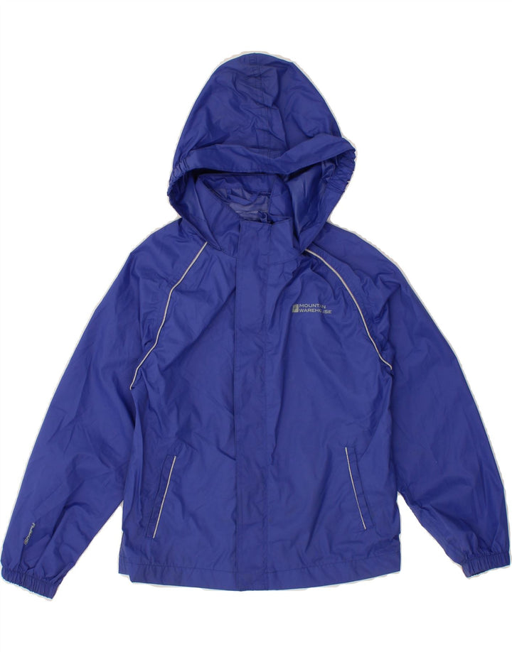 MOUNTAIN WAREHOUSE Boys Hooded Rain Jacket 7-8 Years Blue Nylon Vintage Mountain Warehouse and Second-Hand Mountain Warehouse from Messina Hembry 