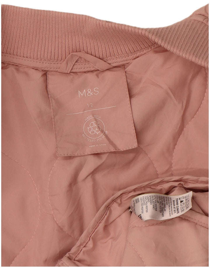 Giacca trapuntata da donna Marks & Spencer UK 12 poliestere rosa medio