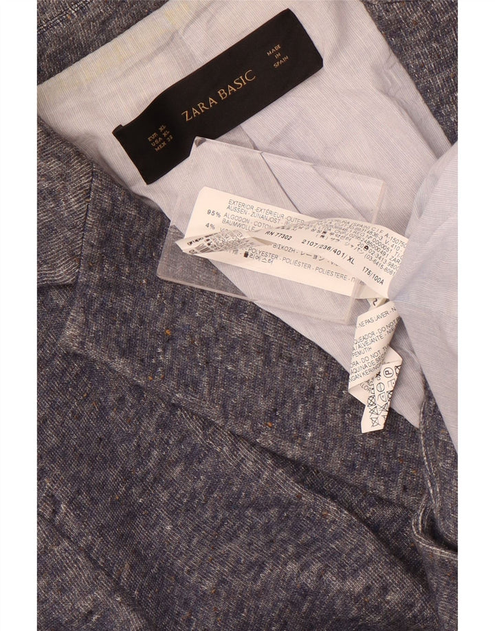 Giacca blazer da donna a 1 bottone Zara UK 18 XL cotone screziato blu