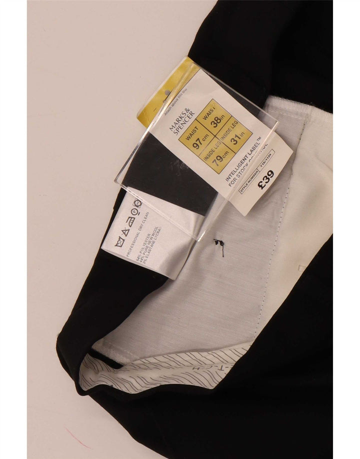 Pantaloni chino dritti da uomo Marks & Spencer W38 L31 poliestere nero