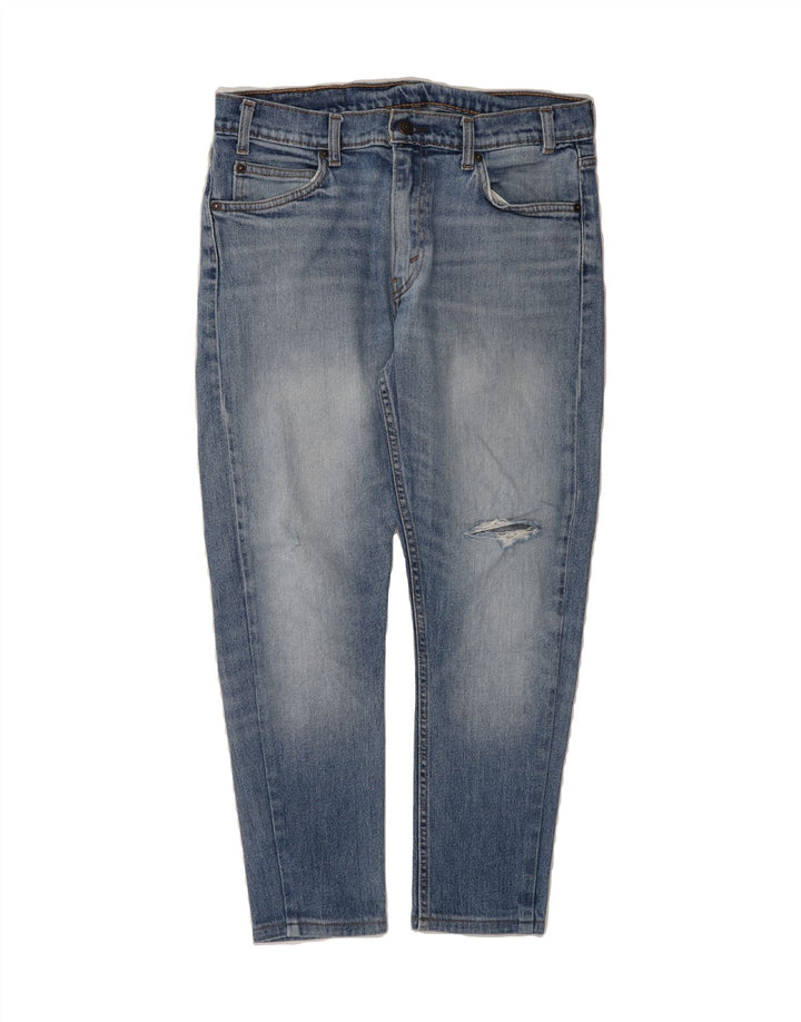 LEVI'S Womens 505 Distressed Straight Jeans W31 L26 Blue Cotton Vintage Levi's and Second-Hand Levi's from Messina Hembry 