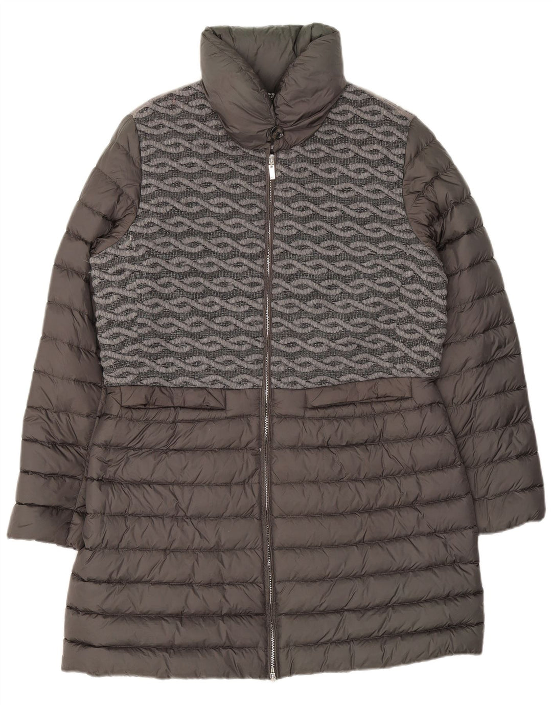 Cappotto imbottito da donna Geox UK 16 Large Grigio geometrico in poliammide