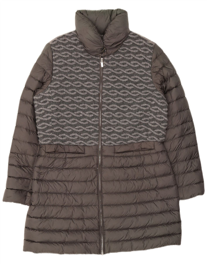 Cappotto imbottito da donna Geox UK 16 Large Grigio geometrico in poliammide