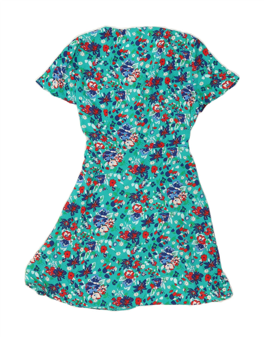 J. CREW Womens Wrap Dress US 6 Medium Turquoise Floral Polyester Vintage J. Crew and Second-Hand J. Crew from Messina Hembry 