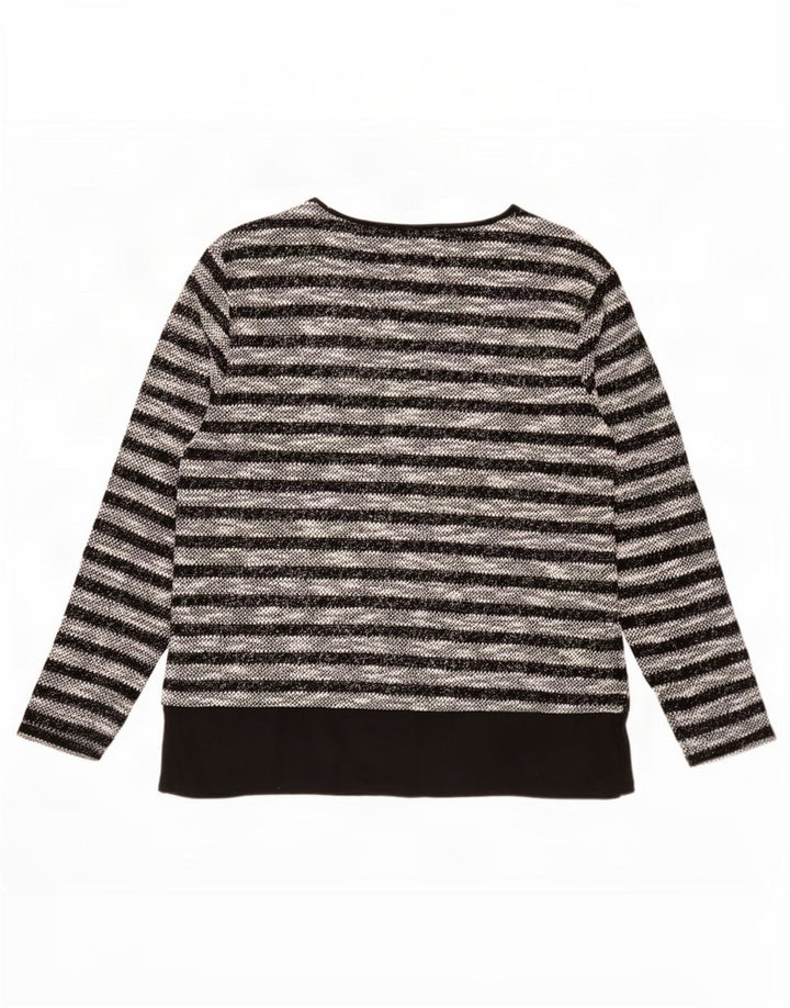 Top da donna a maniche lunghe Oasis UK 12 Poliestere a righe nere medie