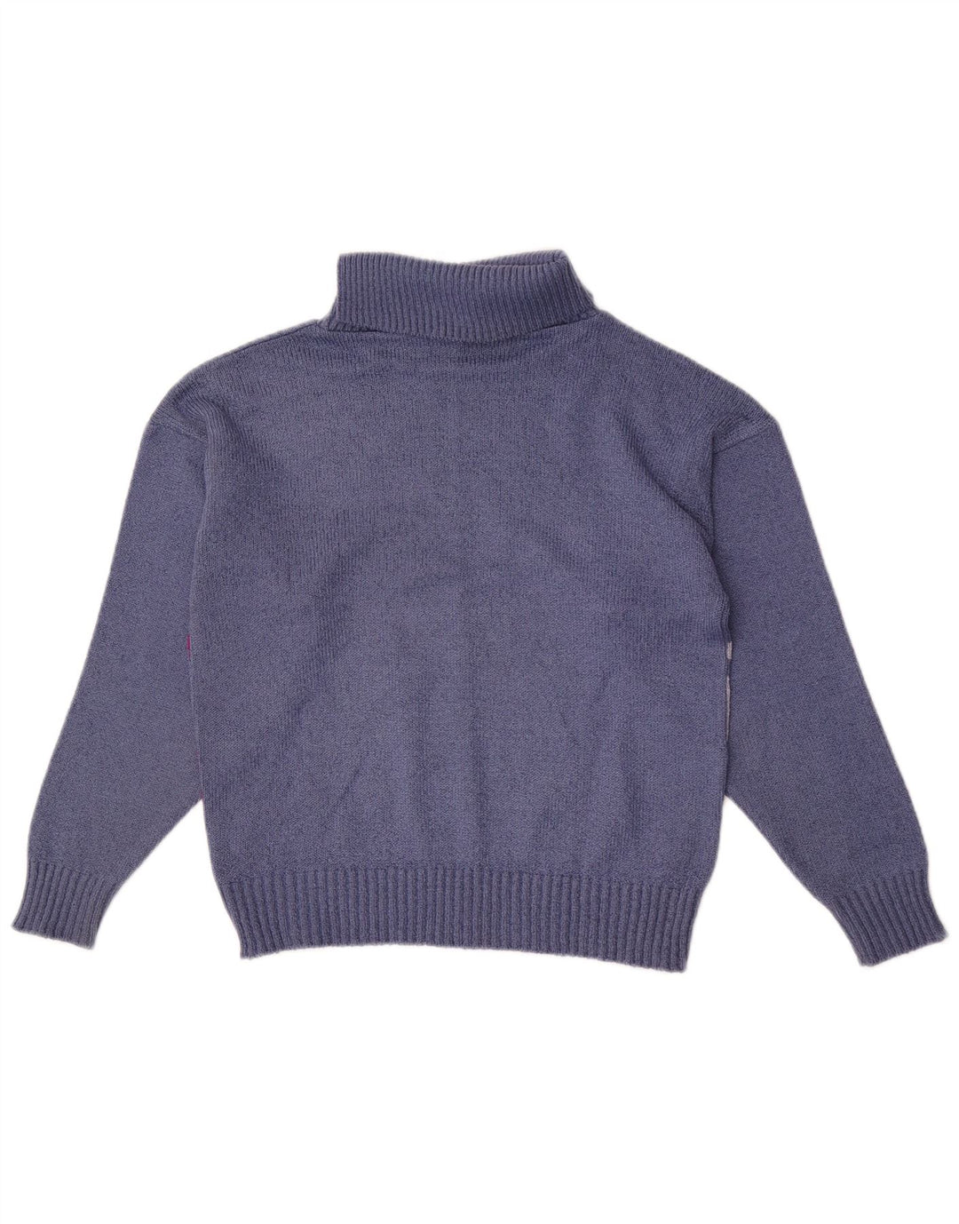 Maglione maglione a collo alto da donna Pebble UK 12 Blocco colore blu medio