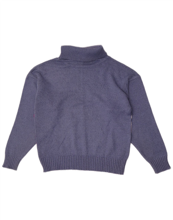 Maglione maglione a collo alto da donna Pebble UK 12 Blocco colore blu medio