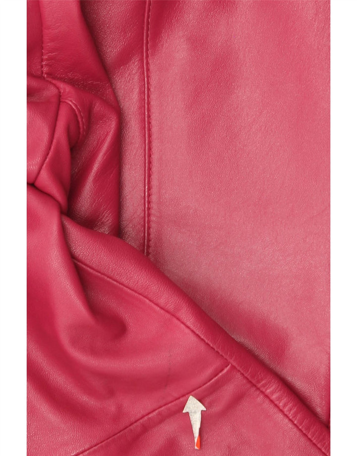 Giacca blazer in pelle vintage da donna a 3 bottoni EU 38 in pelle rosa medio