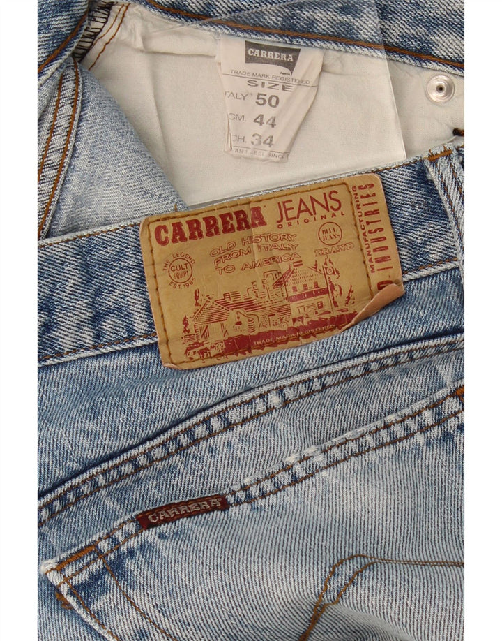 CARRERA Mens Distressed Denim Shorts W34 Large Blue Cotton