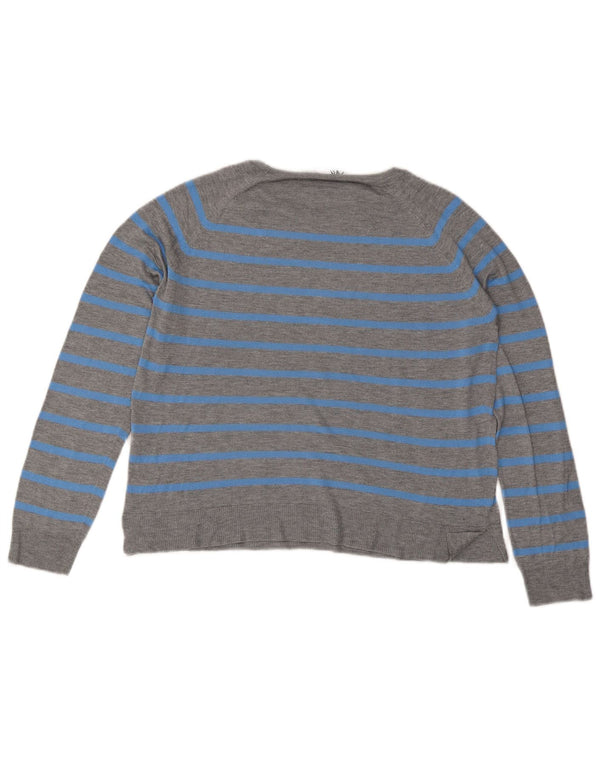 Maglione Zara da donna oversize con scollo a barca UK 10 piccolo grigio a righe