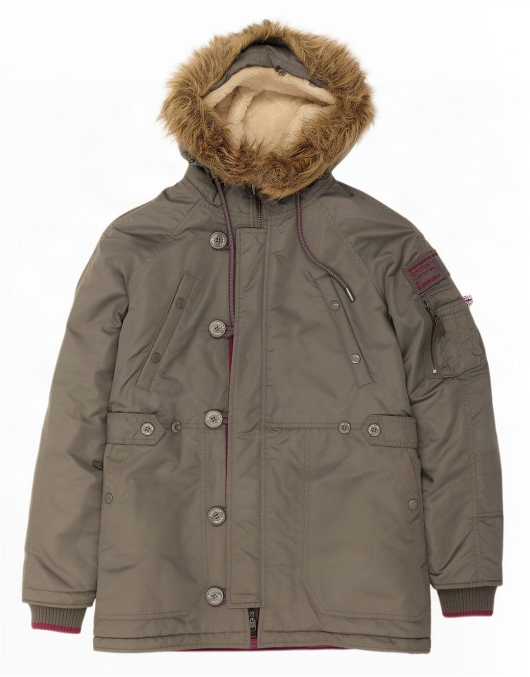 Giacca parka da uomo con cappuccio Superdry UK 38 nylon grigio medio