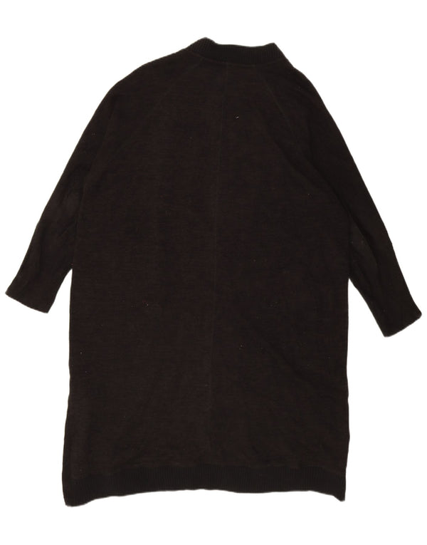 Zara Womens Oversized Longline Cardigan Sweater UK 16 Large Black Polyester