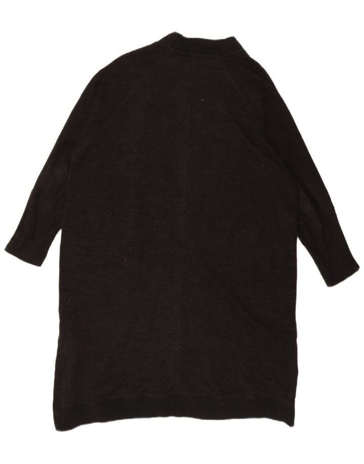 Maglione cardigan lungo oversize da donna Zara UK 16 grande poliestere nero