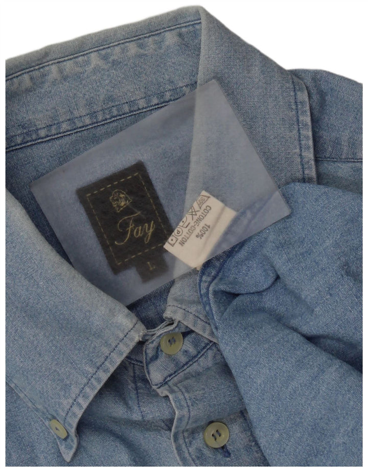 Camicia Jeans Uomo Fay Large Blu Cotone