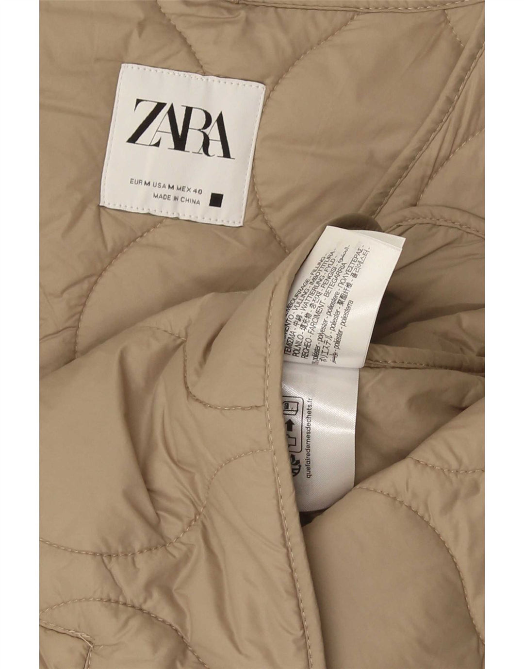 Gilet trapuntato da uomo Zara UK 38 Poliestere beige medio