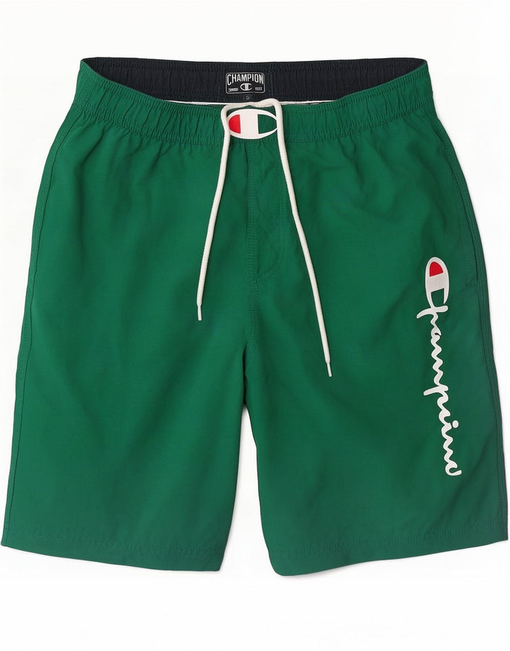 Pantaloncini da bagno grafici da uomo Champion Small verde in poliammide