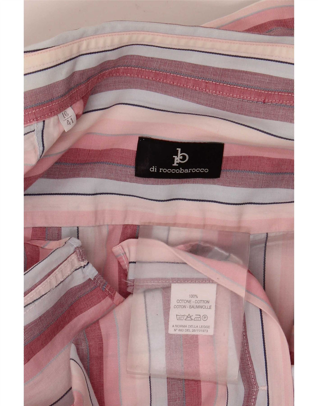 Camicia da uomo Roccobarocco taglia 41 16 cotone a righe grandi rosa