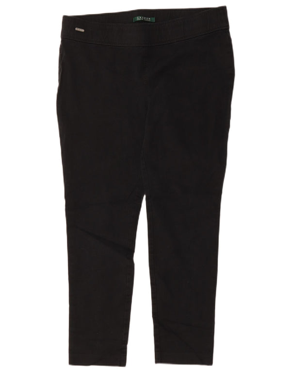 Pantaloni casual slim da donna Ralph Lauren US 12 Large W34 L27 cotone nero