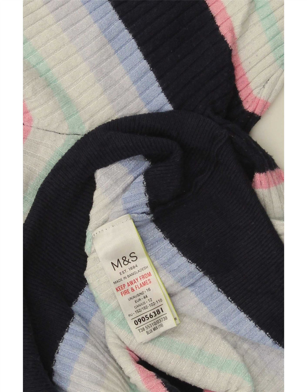 T-shirt da donna Marks & Spencer Top UK 16 grande a righe multicolore