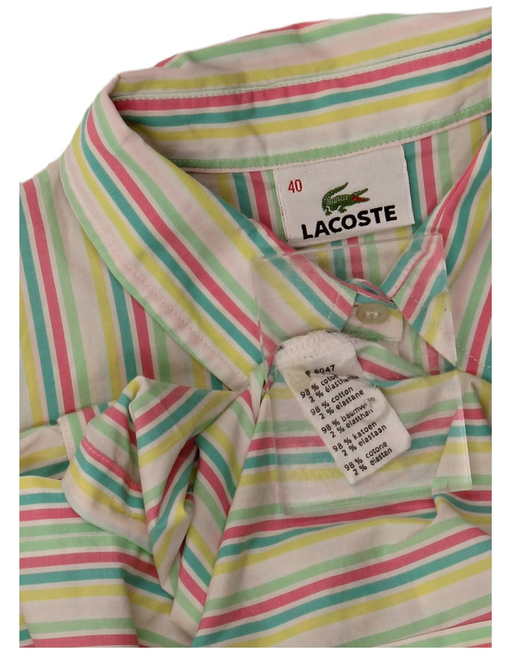 LACOSTE Womens Short Sleeve Shirt Size 40 Medium Multicoloured Striped