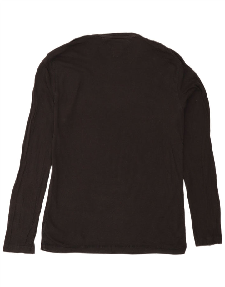 TOMMY HILFIGER Top da uomo manica lunga 2XL cotone nero