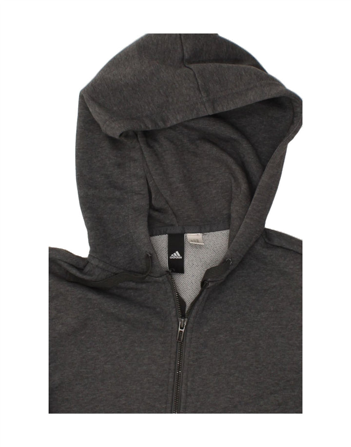 ADIDAS Womens Graphic Zip Hoodie Sweater UK 12 Medium Grey Vintage Adidas and Second-Hand Adidas from Messina Hembry 