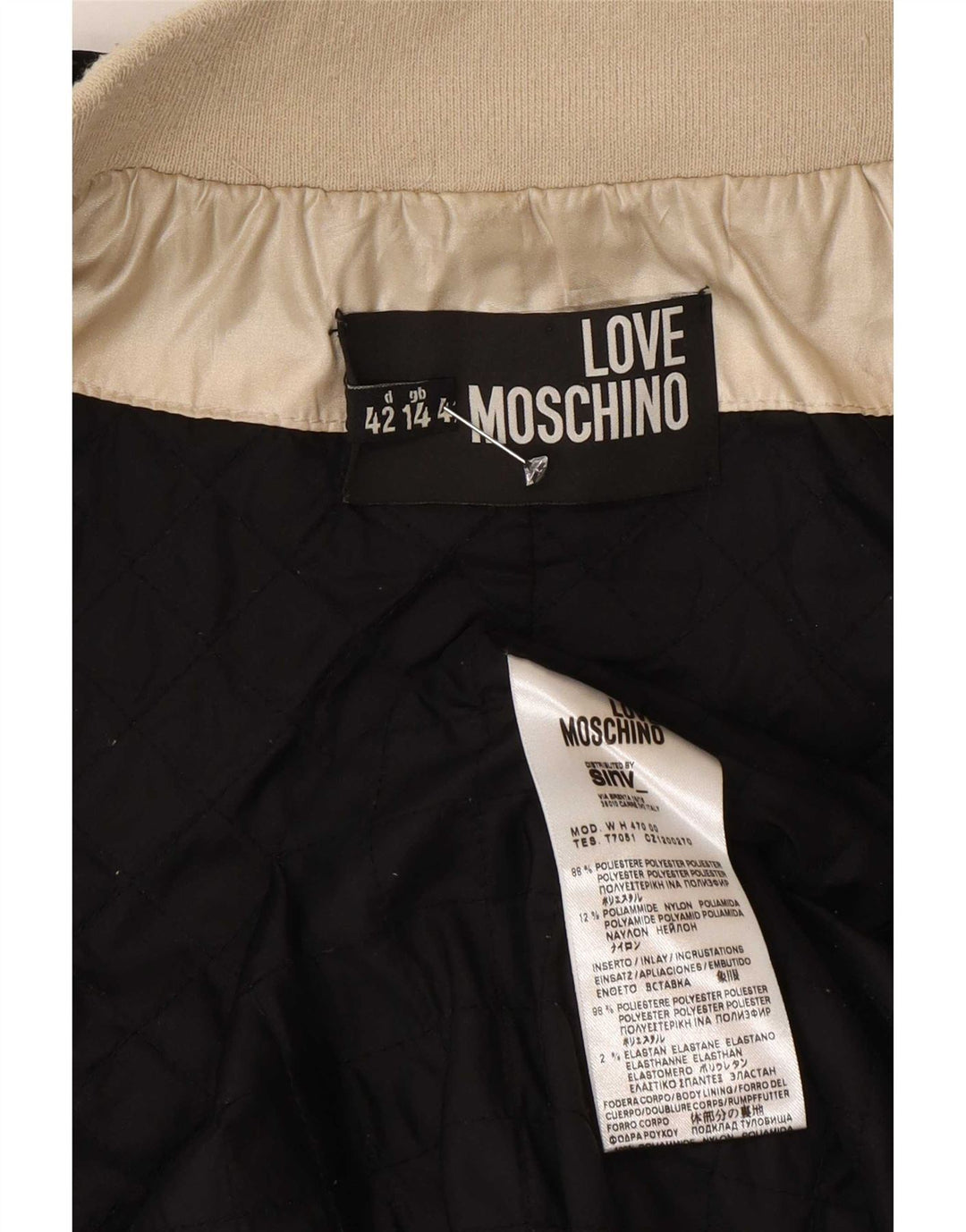 Giubbotto bomber da donna Moschino UK 14 Large in poliestere color oro color block