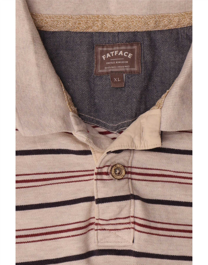 Polo da uomo Fat Face XL in cotone a righe grigie