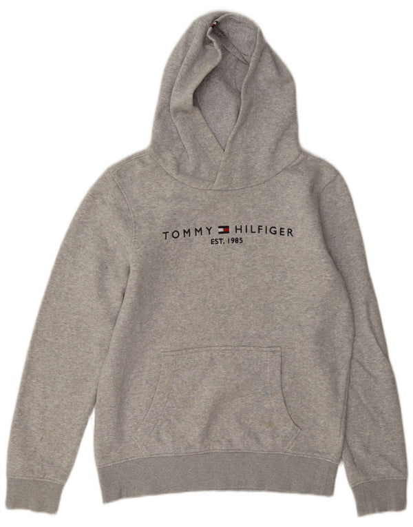 Maglione con cappuccio grafico da bambino Tommy Hilfiger 13-14 anni in cotone grigio