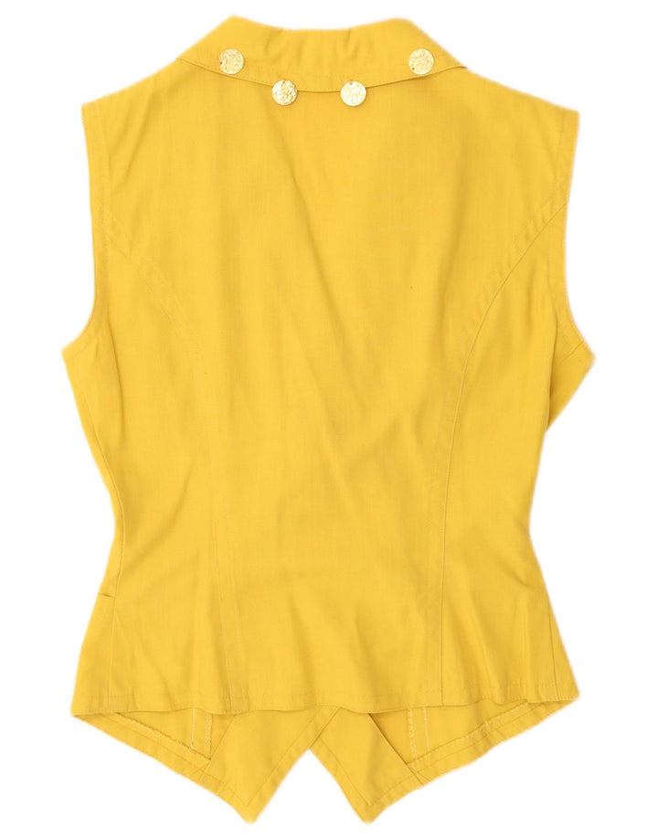 Gilet doppiopetto vintage da donna UK 12 giallo medio