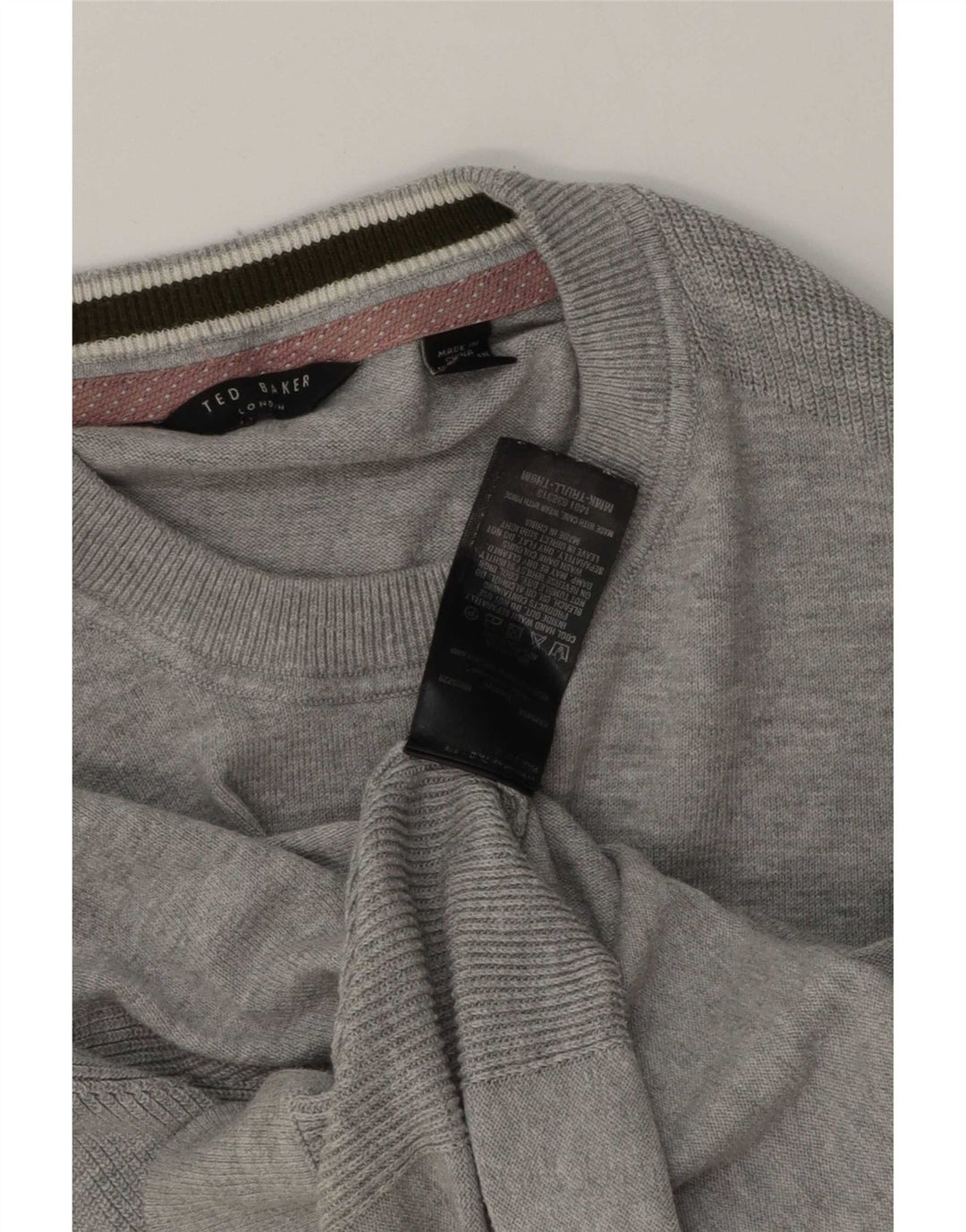 Maglione maglione girocollo da uomo Ted Baker in cotone grigio medio