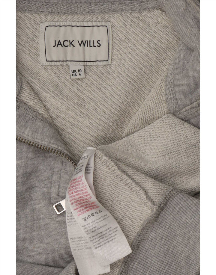 Felpa oversize con collo con zip da donna Jack Wills, maglione UK 10 piccolo grigio