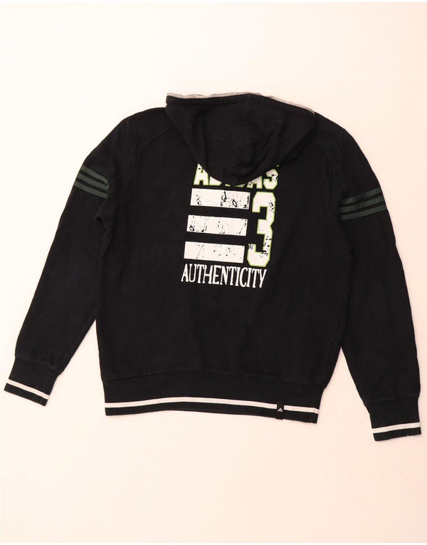 Maglione con cappuccio grafico da uomo con zip e collo ADIDAS UK 40/42 Medio Blu navy