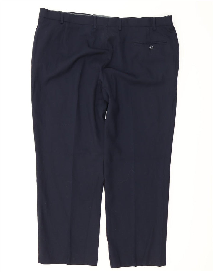 MARKS & SPENCER Pantaloni da abito vestibilità regolare da uomo W42 L29 Lana blu navy